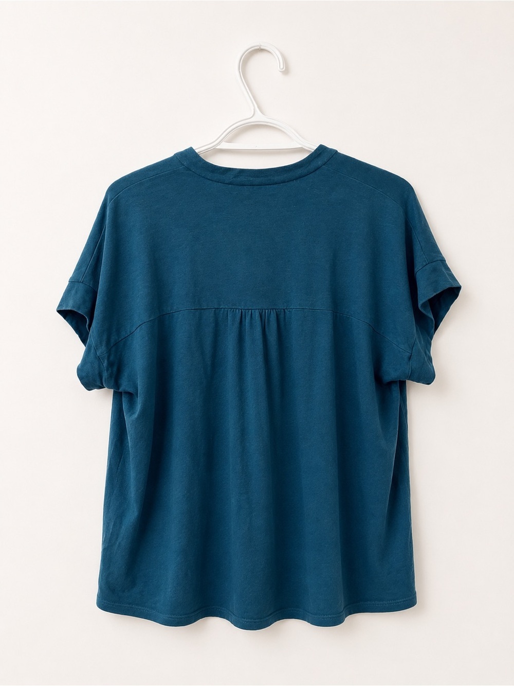Eileen Fisher Teal TENCEL™ Lyocell Henley Tee | Relaxed Fit | Small - Picture 3 of 8